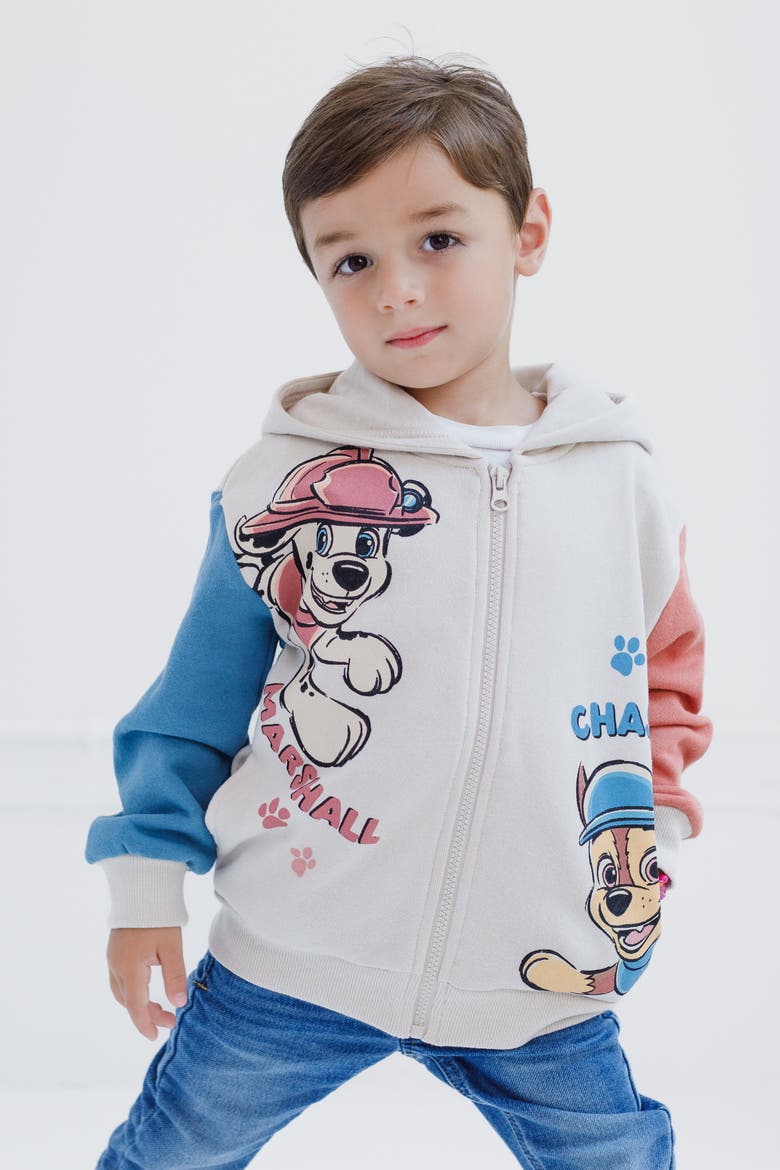 Boys' Fleece Zip-Up Hoodie, Alternate, color, Beige Chase Marshall