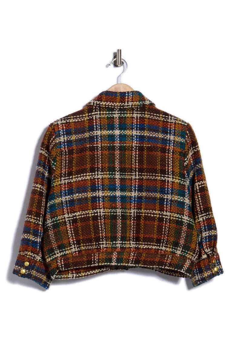 Jia Crop Tweed Jacket, Alternate, color, BROWN MULTI PLAID