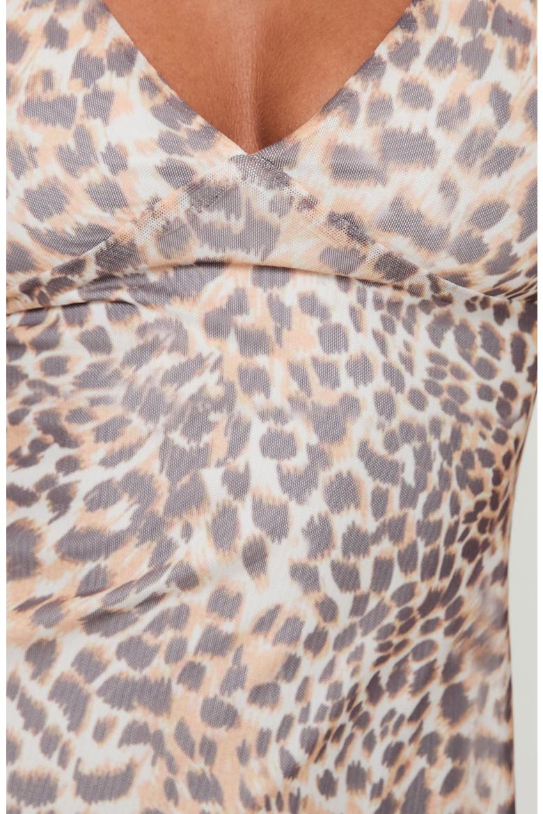 Zuba Leopard Print Mesh Minidress, Alternate, color, BROWN