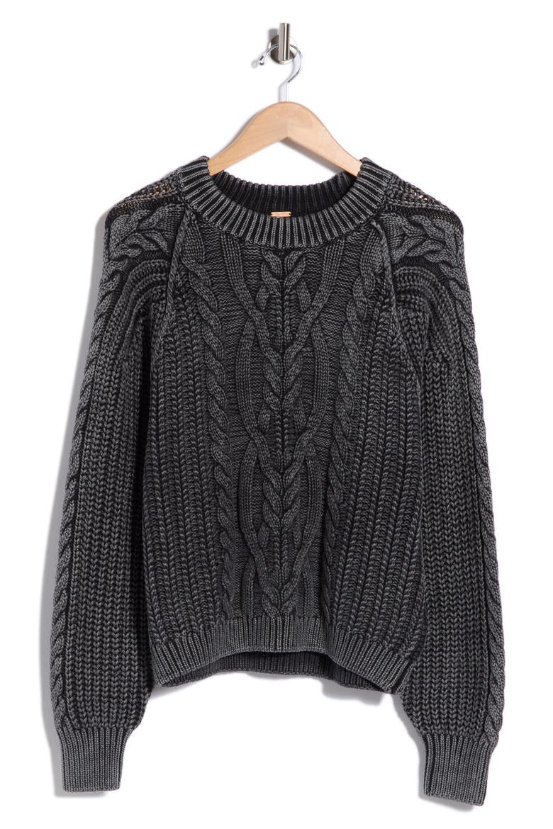 Frankie Cable Cotton Sweater, Main, color, ONYX