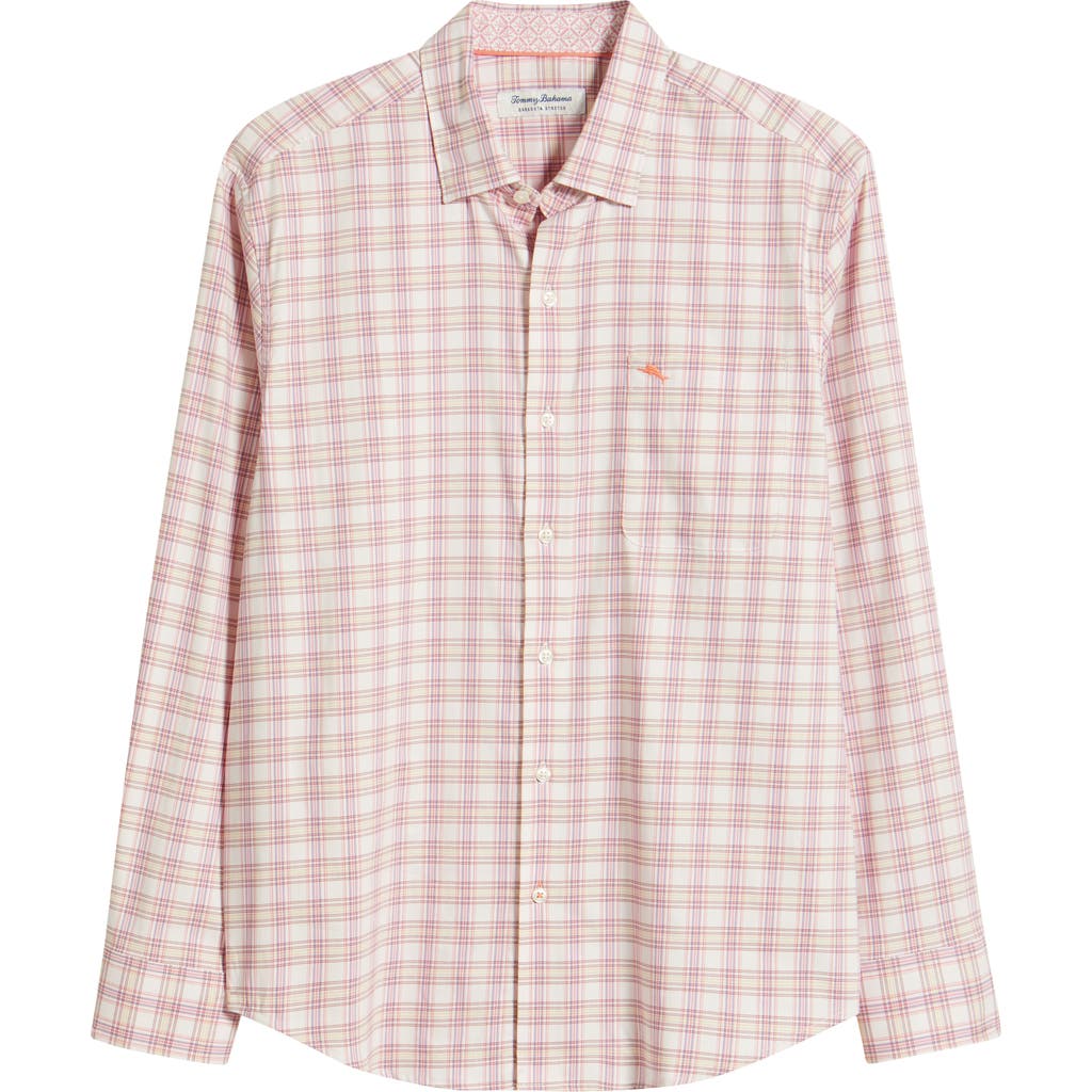Tommy Bahama Sarasota Stretch San Marcos Check IslandZone® Button-Up Shirt in Paradise Pink