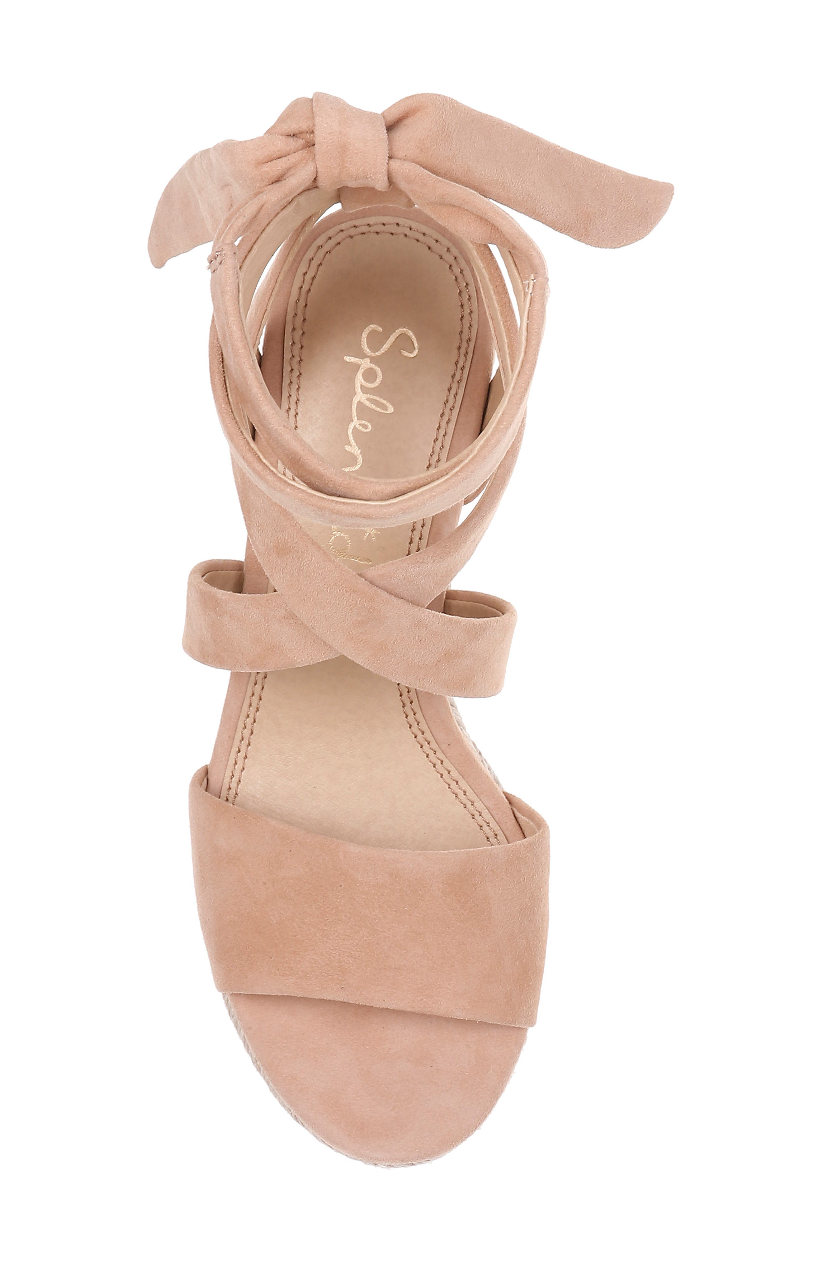 Tessie Ankle Wrap Wedge Sandal, Alternate, color, TAN SUEDE