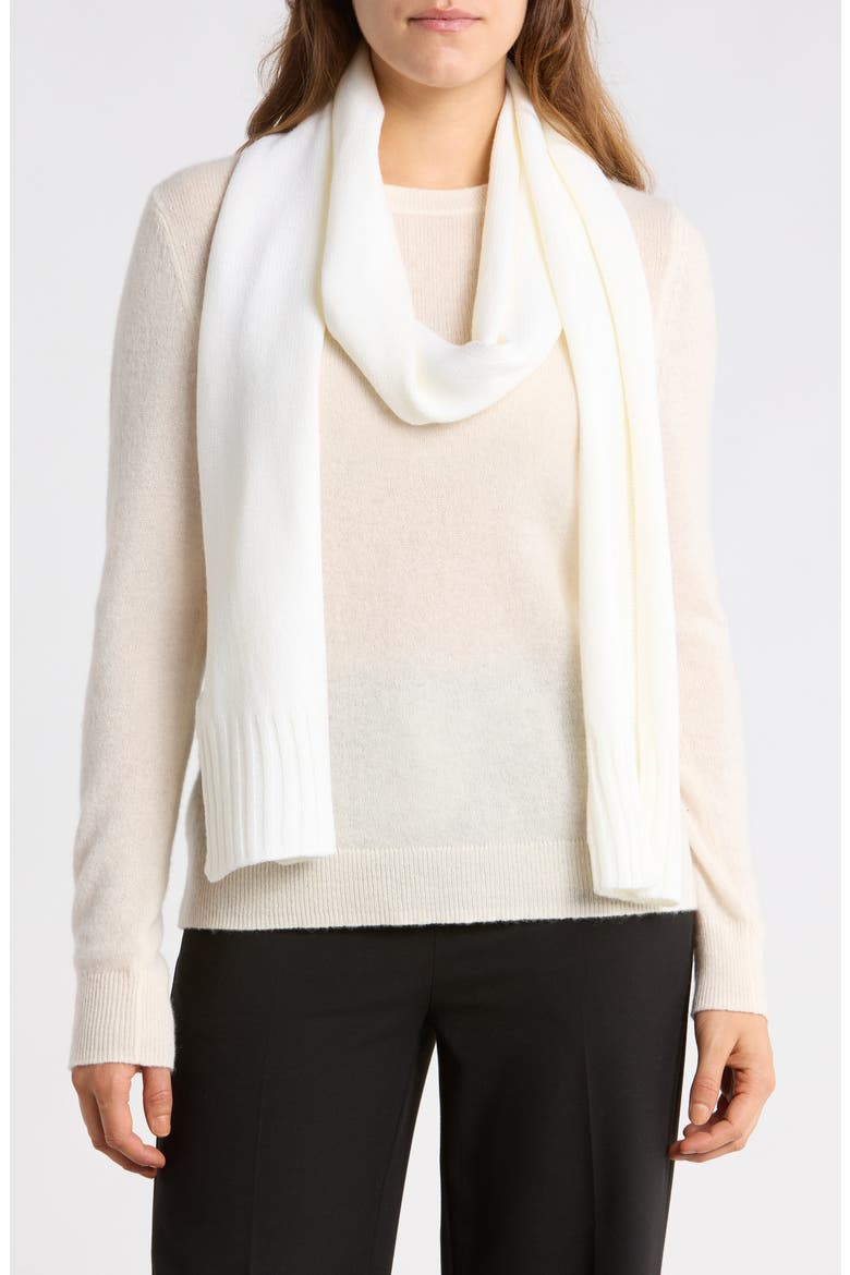 Logo Patch Knit Scarf, Main, color, CREAM