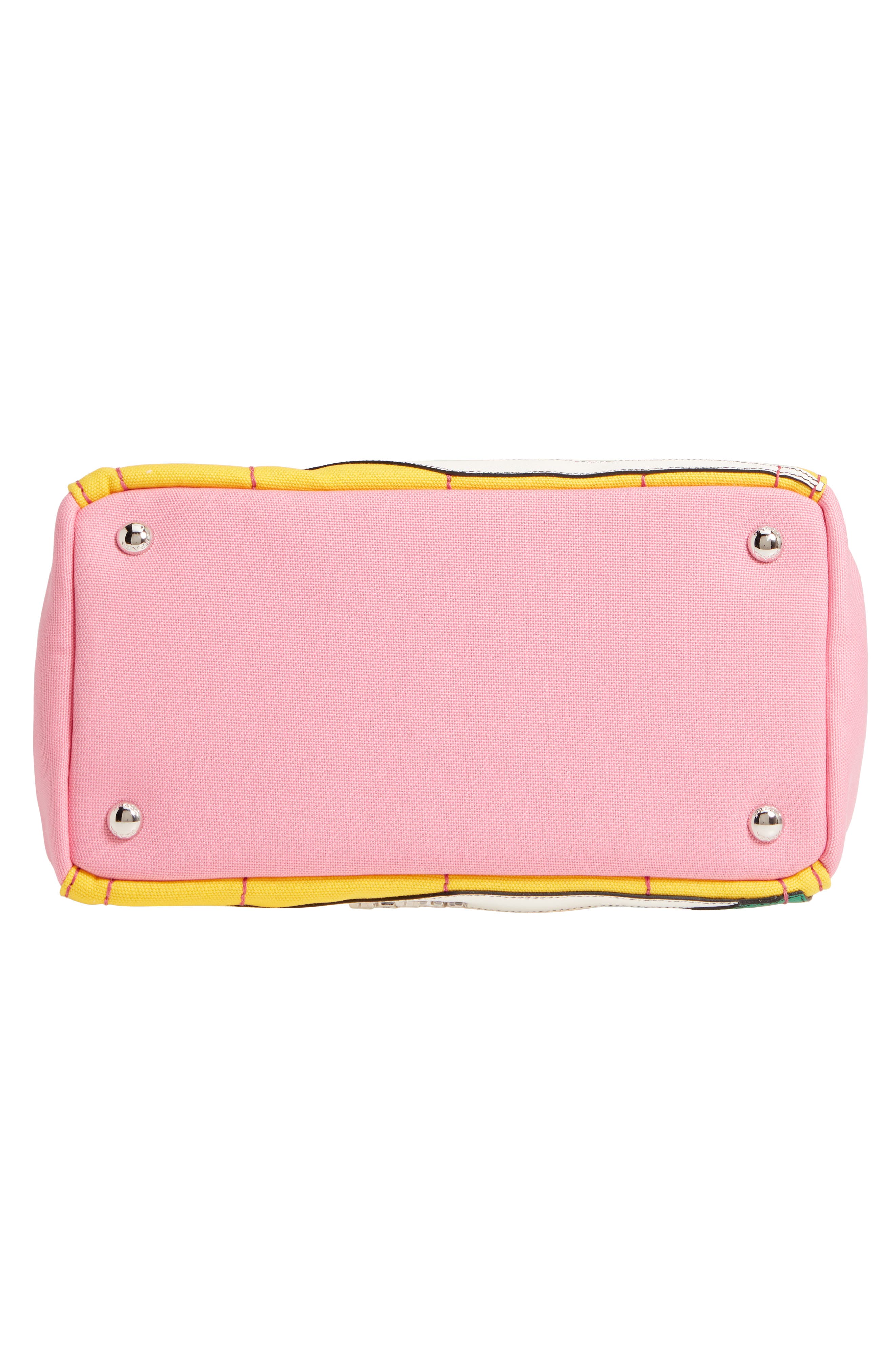 Desert Motif Patch Leather & Canvas Tote, Alternate, color, PINK