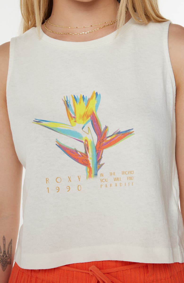 Roxy Tropicool Paradise Wildflower Crop Tank, Alternate, color, Phantom Tropicool Paradise