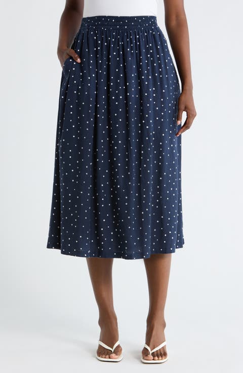Linen Blend Pull-On Skirt