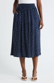 Caslon® Linen Blend Pull-On Skirt