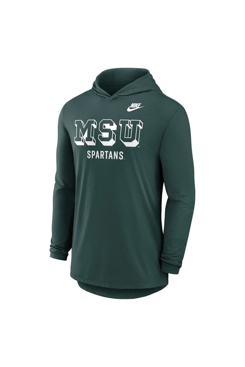 Men's Nike Green Michigan State Spartans Legacy Tri-Blend Dri-FIT Long Sleeve Hoodie T-Shirt, Alternate, color, Green