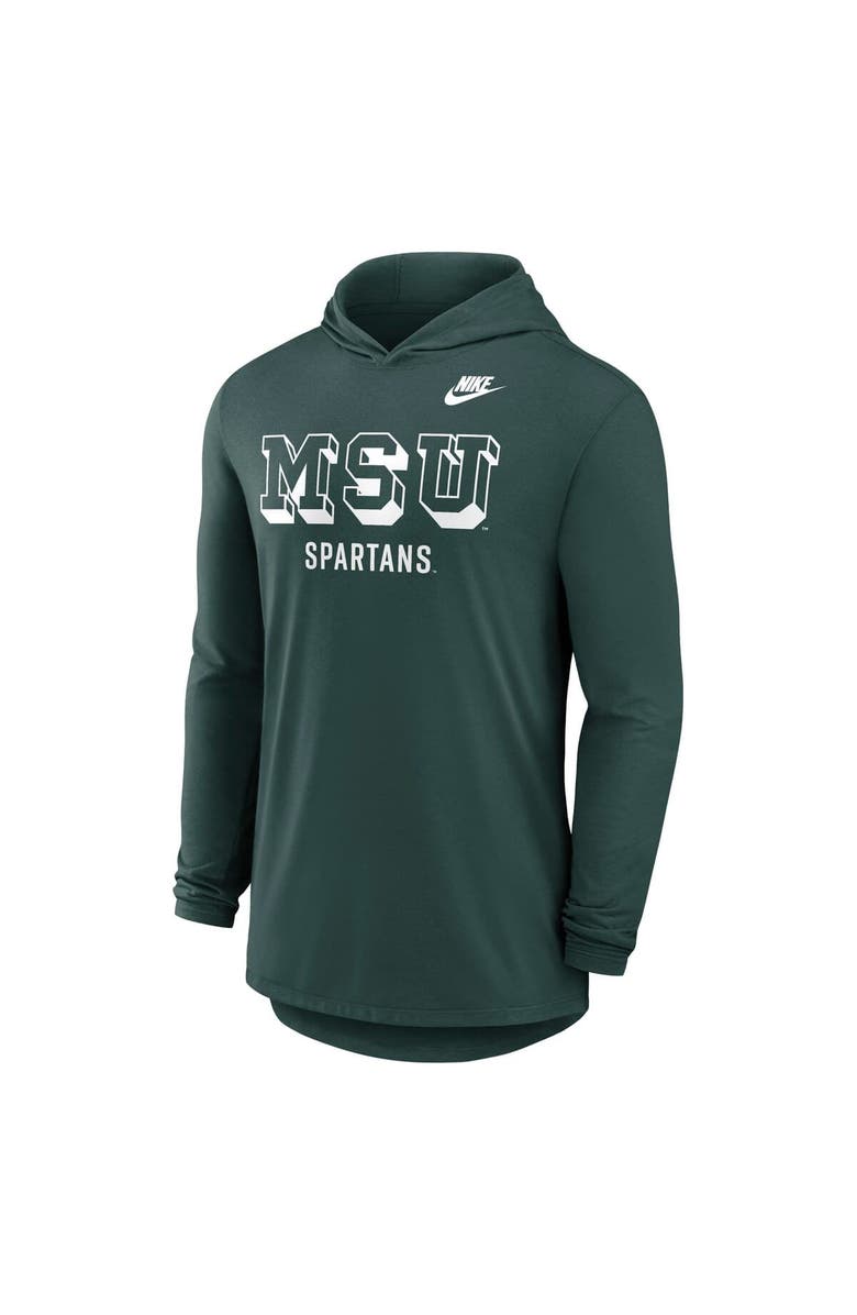 Nike Men's Nike Green Michigan State Spartans Legacy Tri-Blend Dri-FIT Long Sleeve Hoodie T-Shirt, Alternate, color, Green