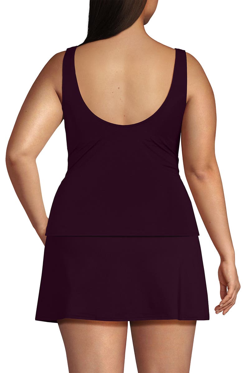 Lands' End Plus Size SlenderSuit Wrap Tankini Top, Alternate, color, Dark Wine