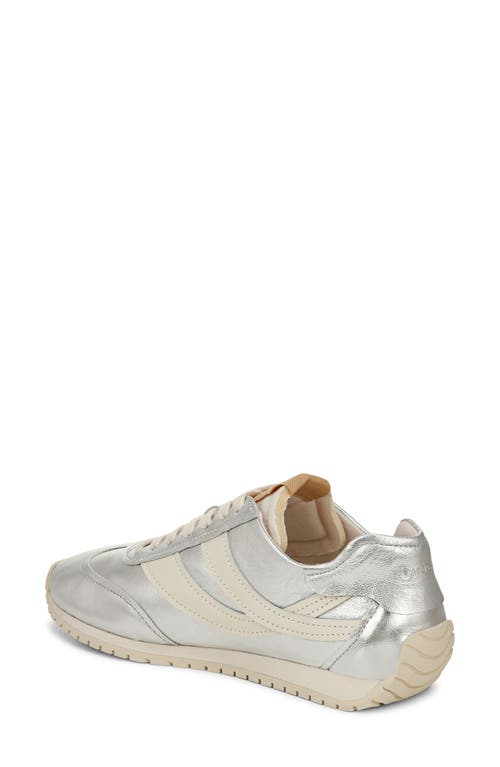 Vince Oasis Metallic Leather Retro Sneakers In Silver