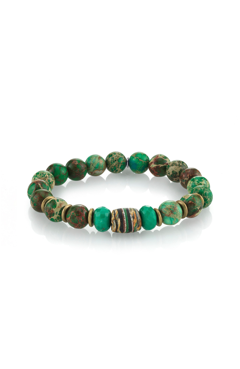 Mr Lowe by Sheryl Lowe Mr Lowe Green Mix Bracelet with African Beads, Main, color, Green Mix