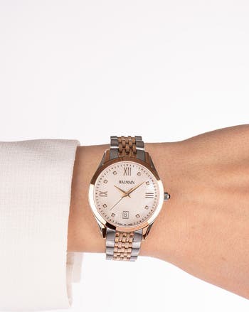 BALMAIN WATCHES Classic R Diamond Two-Tone Bracelet Watch, 34mm