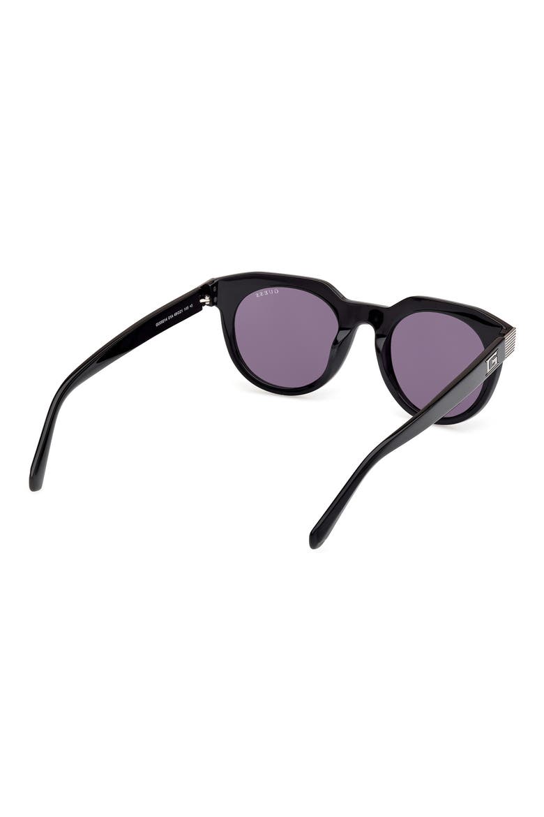 Round Sunglasses, Alternate, color, SHINY BLACK / SMOKE