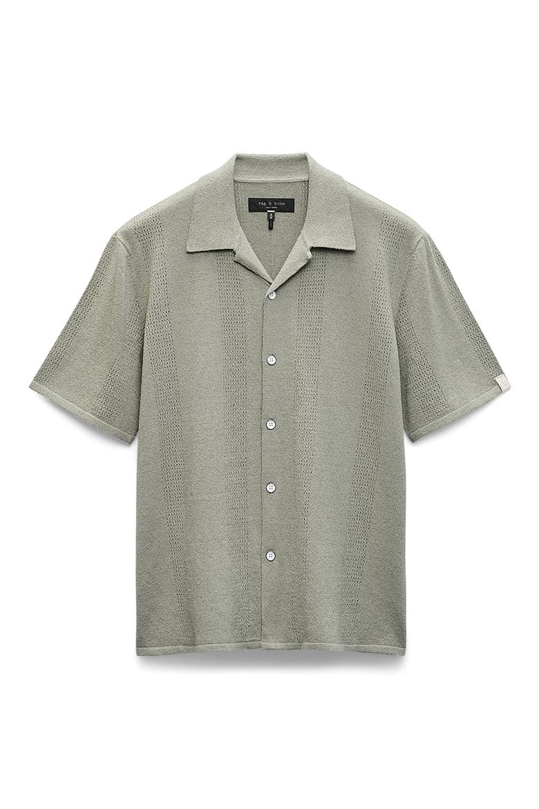 Zuma Pointelle Short Sleeve Knit Camp Shirt, Alternate, color, GREY