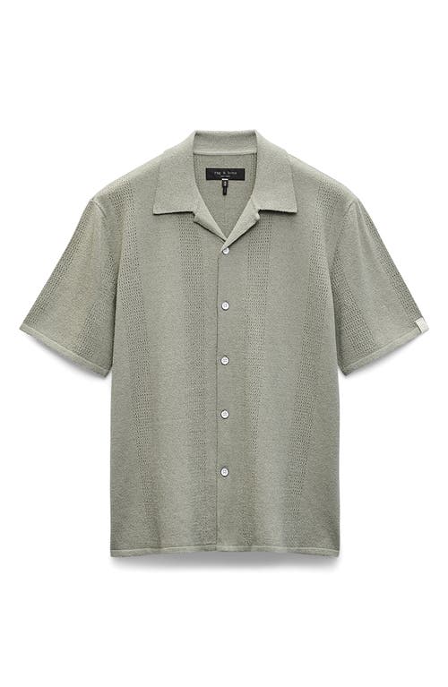 Rag & Bone Zuma Pointelle Short Sleeve Knit Camp Shirt