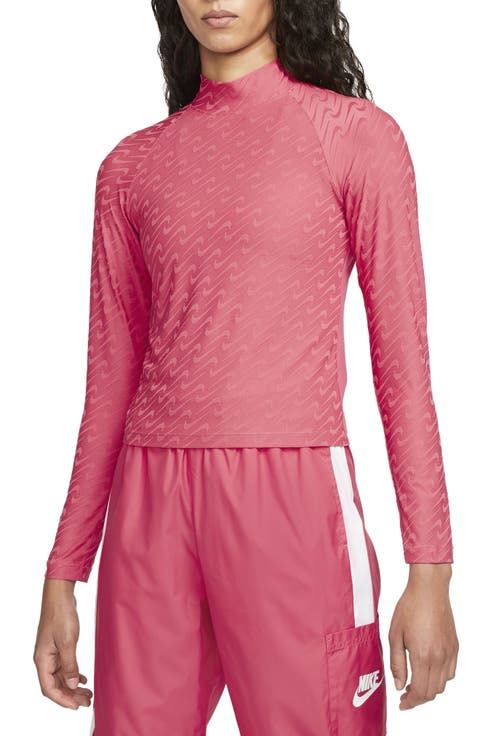 Sportswear Icon Clash Mock Neck Long Sleeve Top