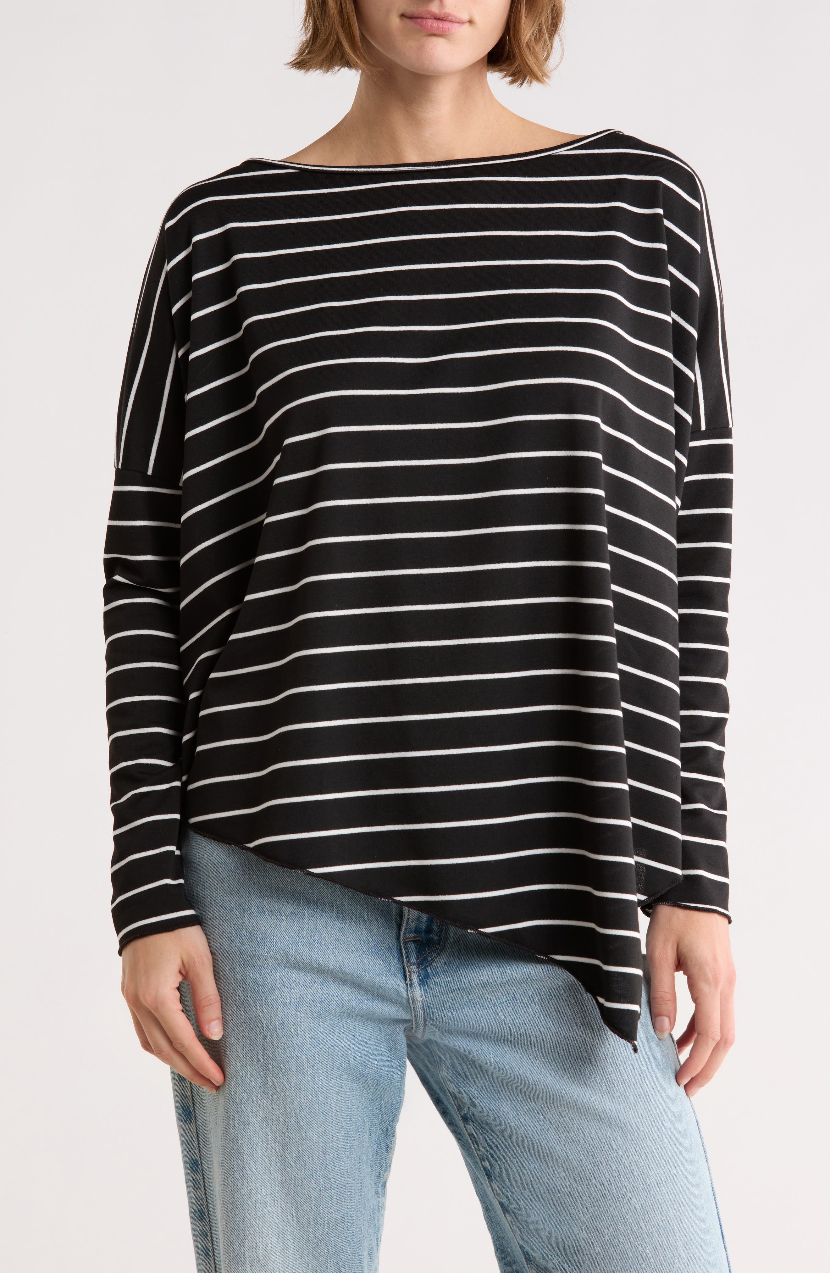 GO COUTURE Dolman Sleeve Asymmetric Hem Sweater