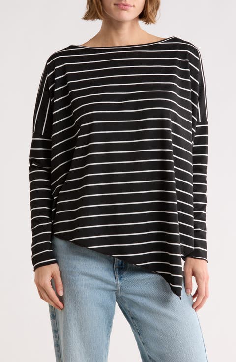Dolman Sleeve Asymmetric Hem Sweater