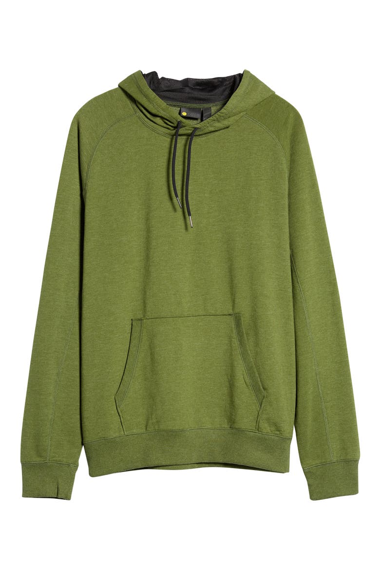 Men's Fleece Hoodie, Main, color, GREEN CHIVE MELANGE
