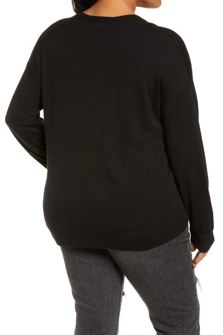 V-Neck Sweater, Alternate, color, BLACK