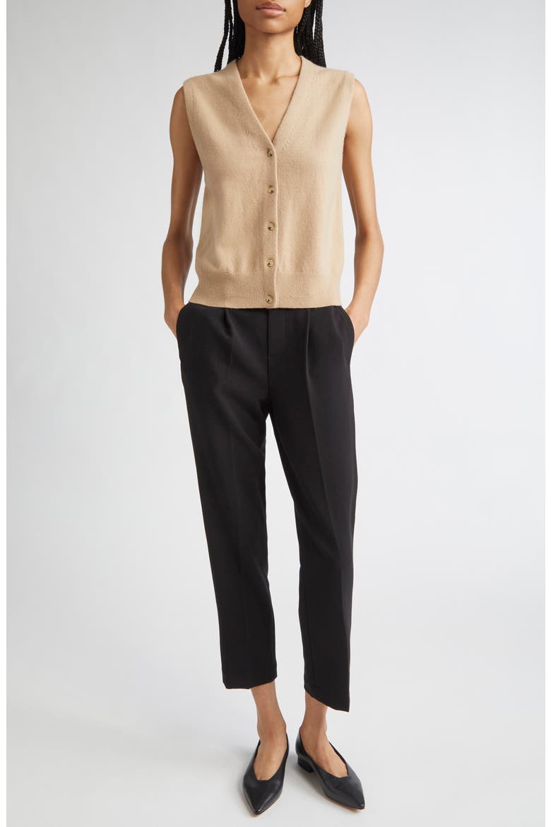 Shrunken Button Wool & Cashmere Blend Vest, Alternate, color, CAMEL