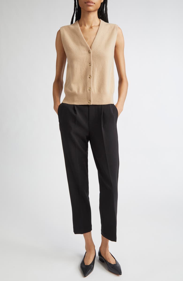 Vince Shrunken Button Wool & Cashmere Blend Vest, Alternate, color, Camel