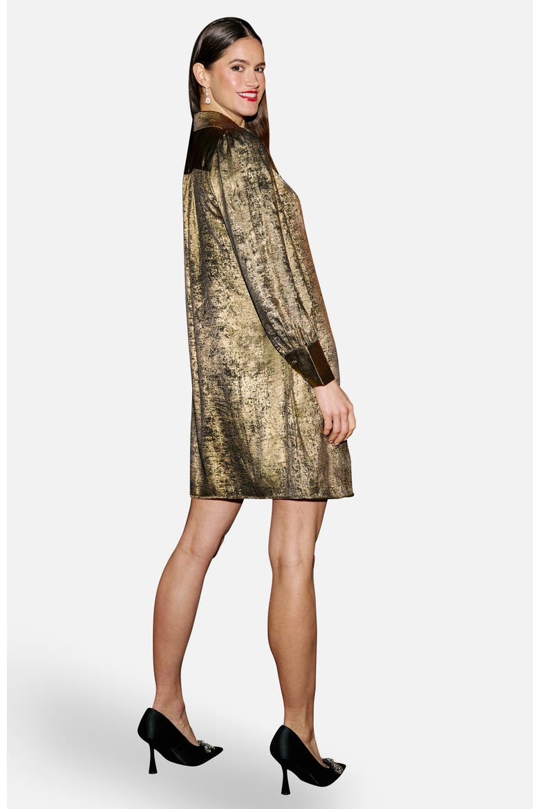 Luminous Bow-Tie Shirt Dress, Alternate, color, Gold