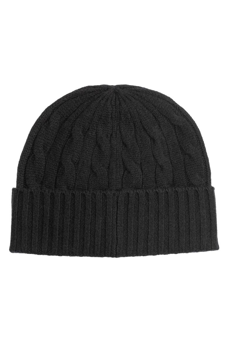 Polo Ralph Lauren Charles Bear Cable Beanie, Alternate, color, Polo Black