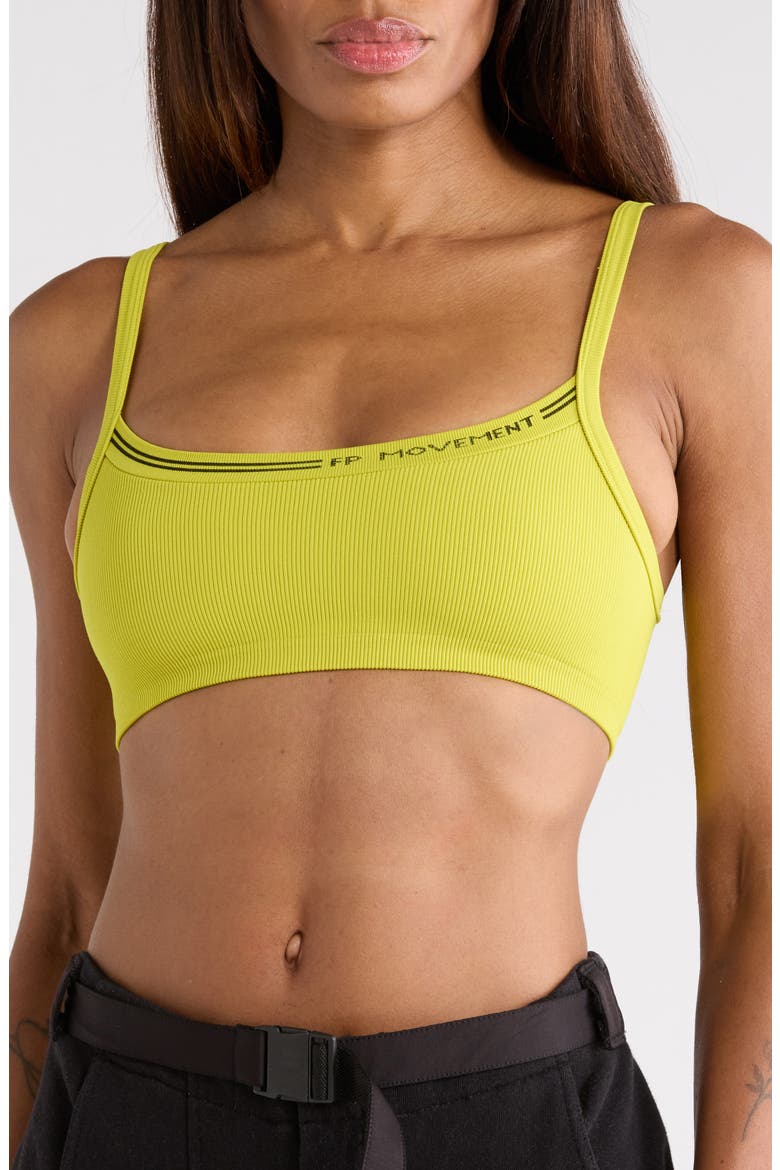 All Clear Logo Sports Bra, Main, color, CHARTREUSE