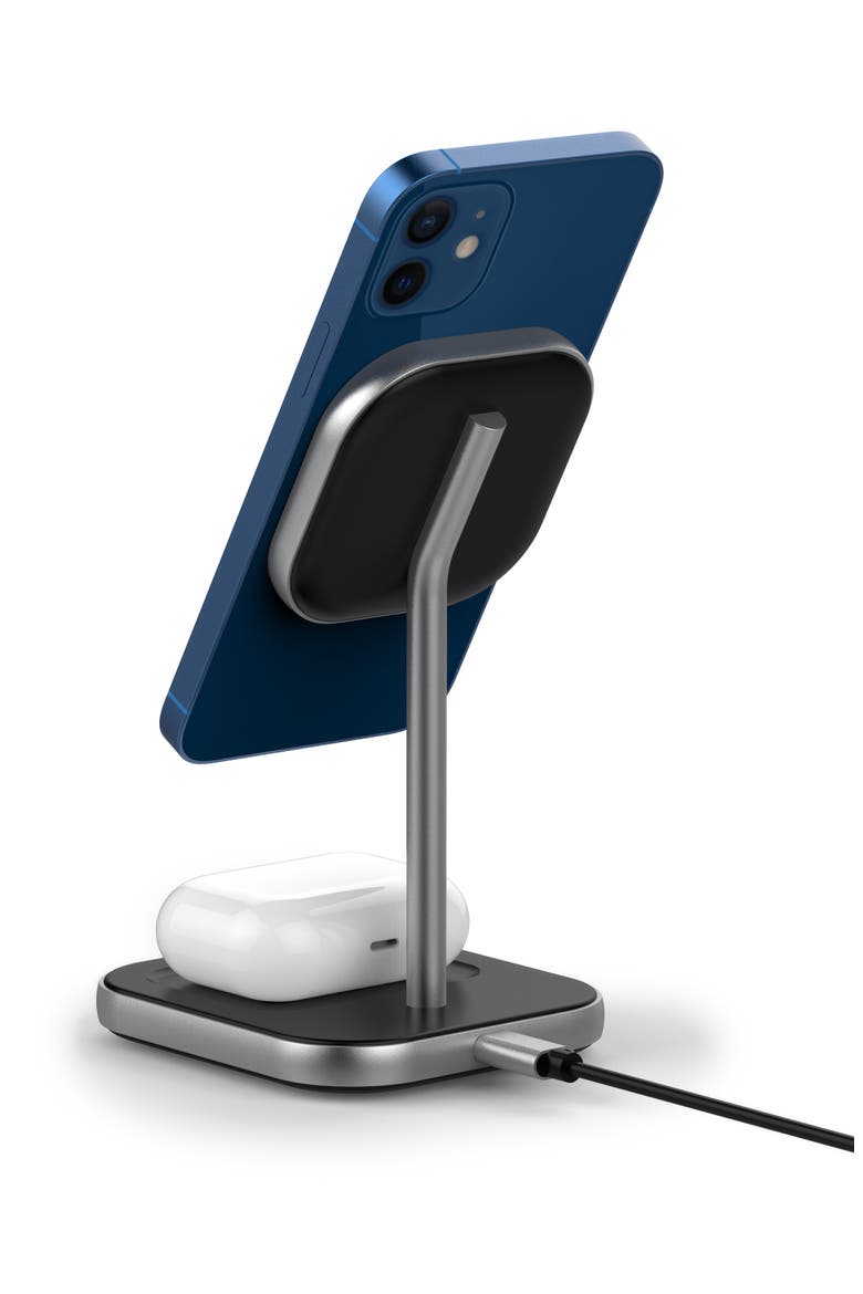2-in-1 Wireless Charging Station, Alternate, color, BLACK