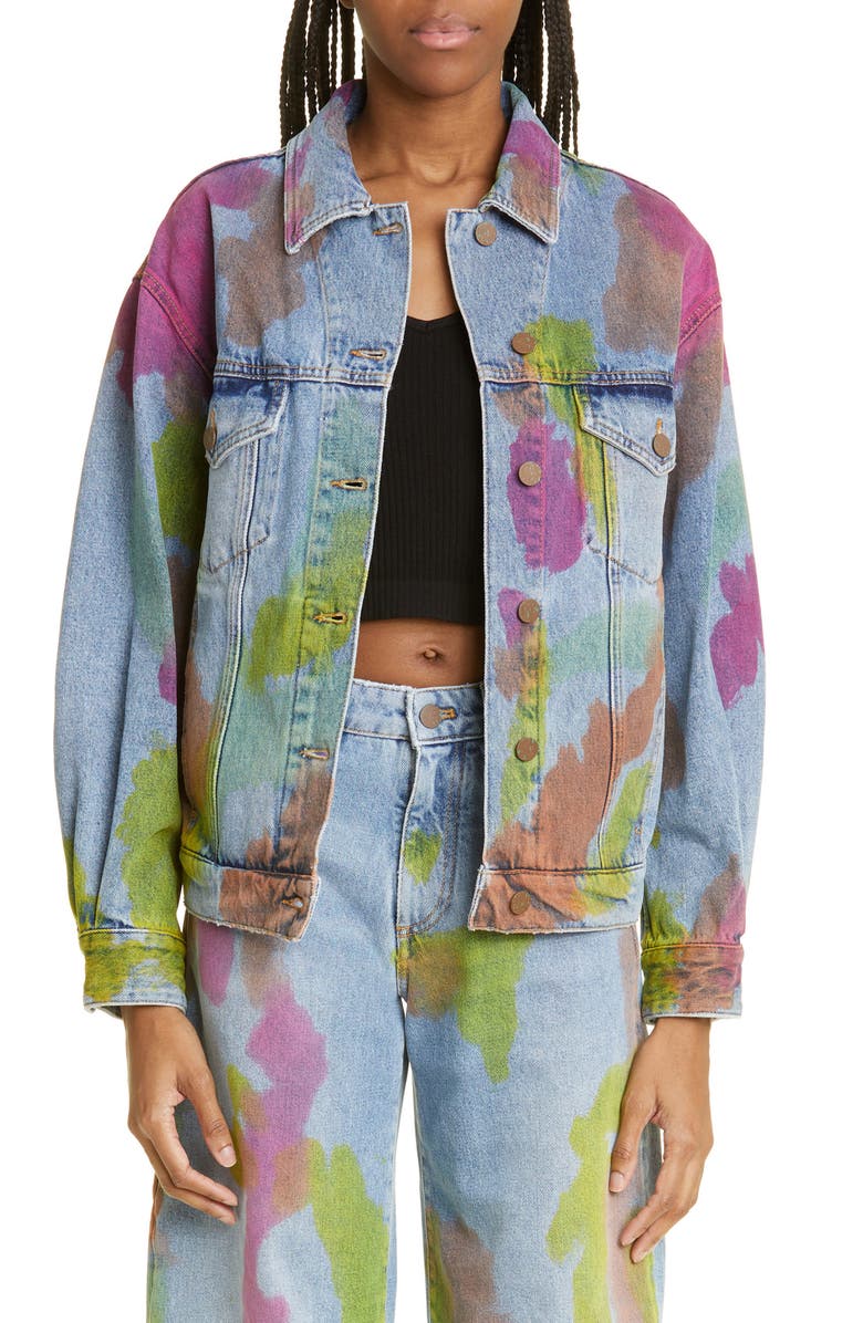 Palm Angels Tie Dye Denim Jacket, Main, color, 