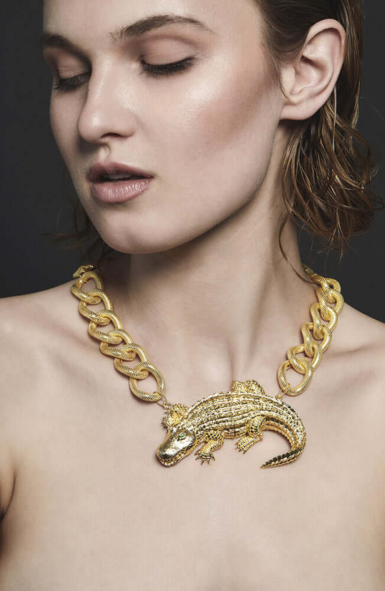 Samantha Siu - New York Eye Shine Necklace, Alternate, color, Gold / Green