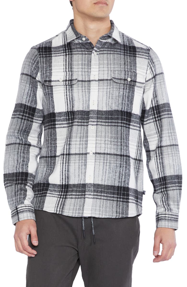 Civil Society Plaid Flannel Button-Up Shirt, Main, color, Gray