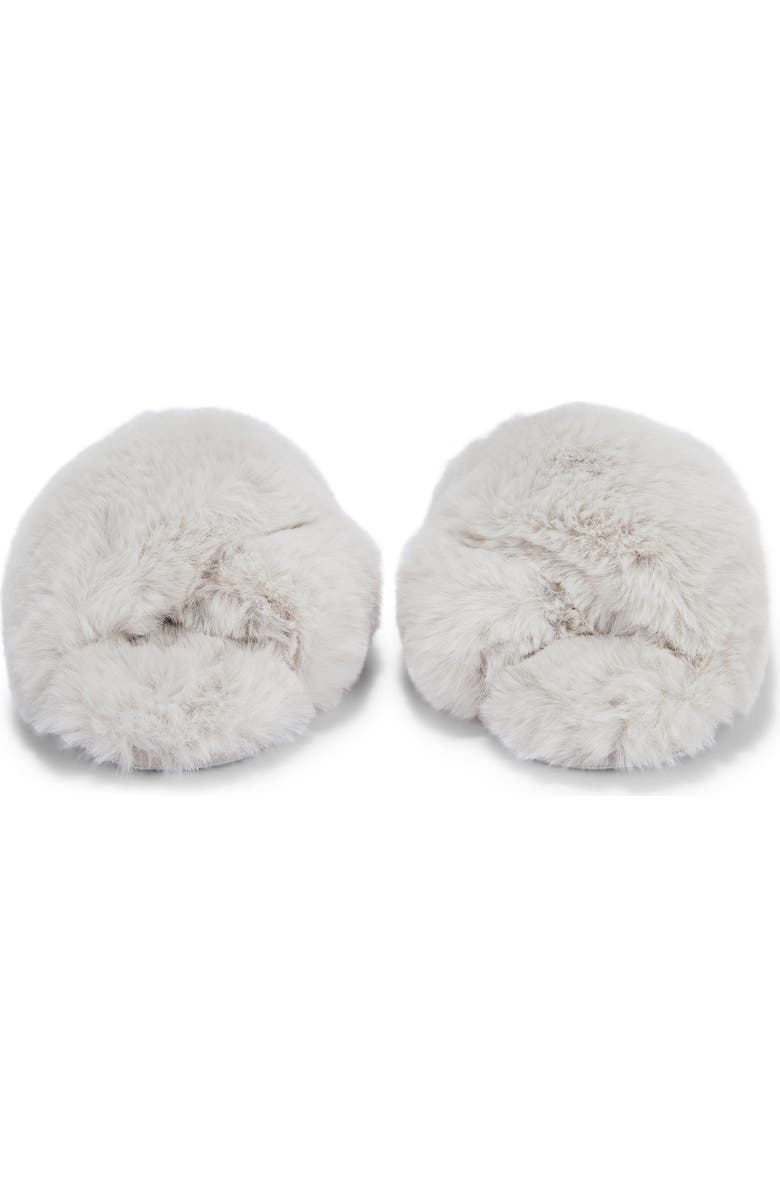 The White Company Cross Front Faux Fur Slipper, Alternate, color,
