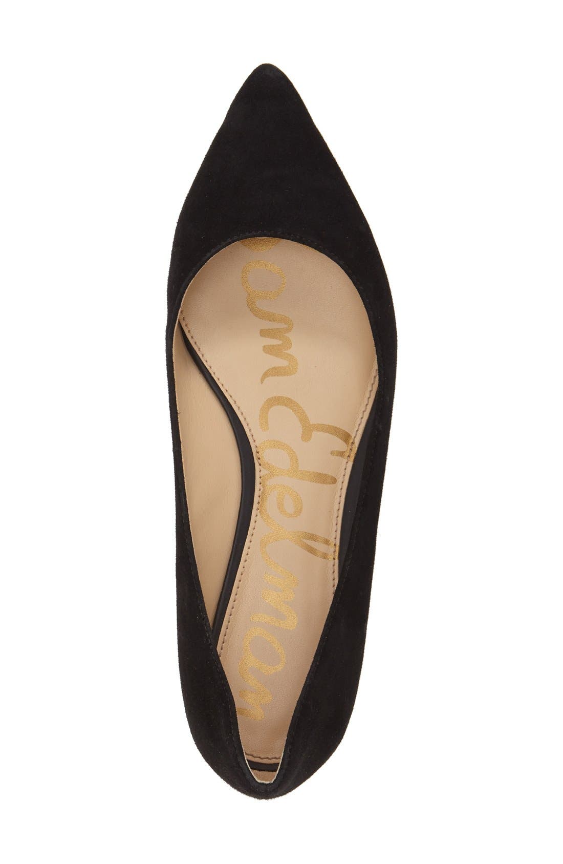 'Reyanne' Spike Rand Pointy Toe Flat, Alternate, color, BLACK SUEDE
