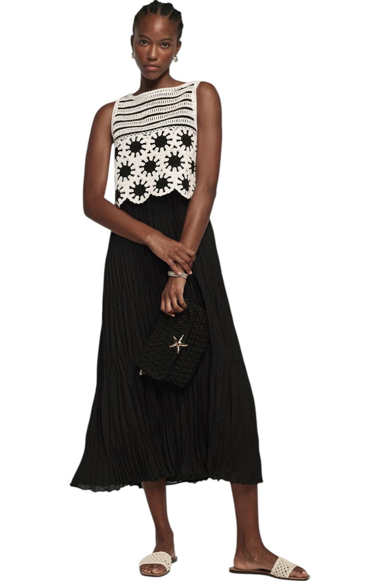 MINT VELVET Crochet Midi Dress, Main, color, Black