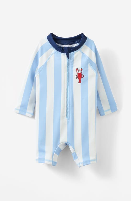 Cotton On Kids Cameron Long Sleeve Swimsuit in Dawn Blue Bold Stripe at Nordstrom, Size 6-12M