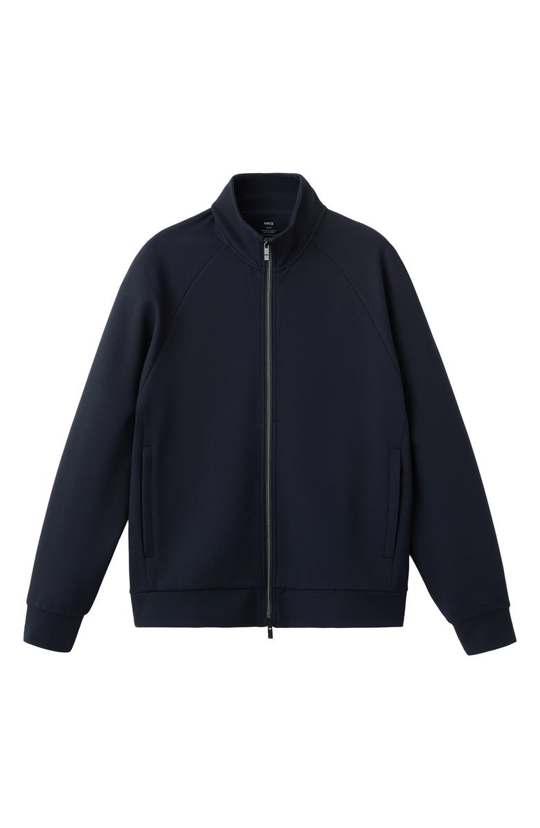 MANGO Regular Fit Technical Zip Sweatshirt, Alternate, color, Navy