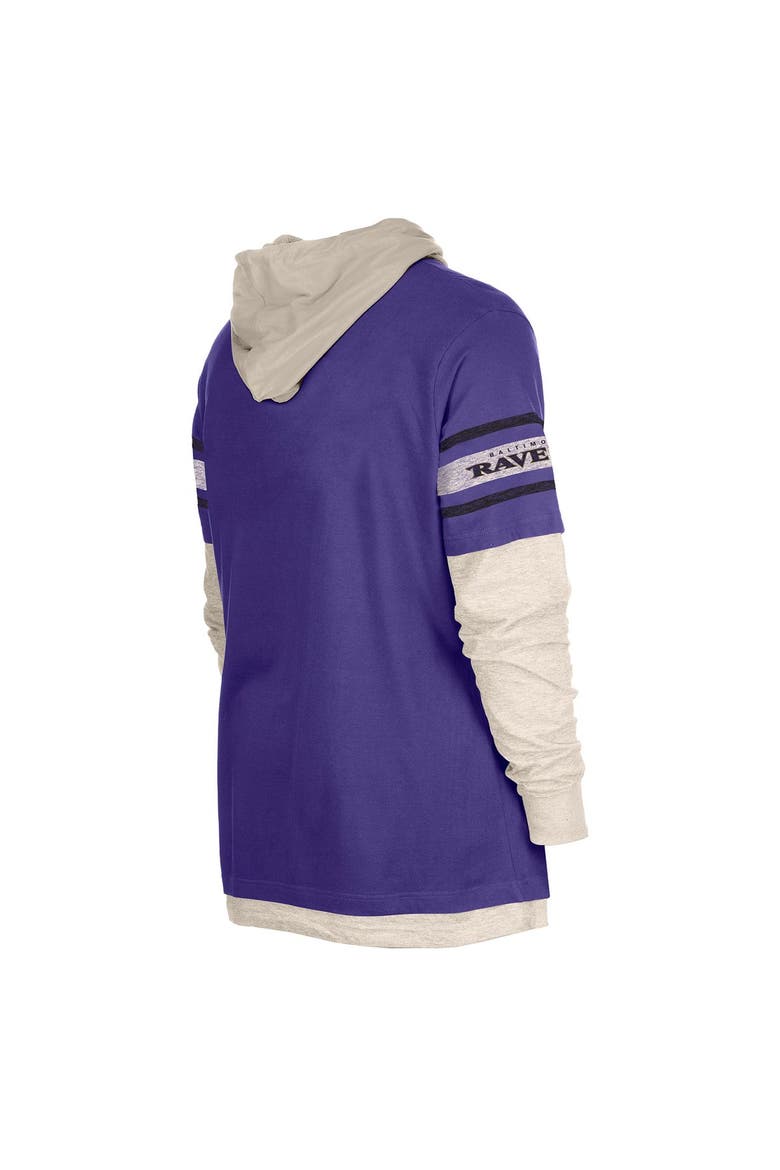 Men's New Era  Purple Baltimore Ravens Twofer Layered Long Sleeve Hoodie T-Shirt, Alternate, color, Purple