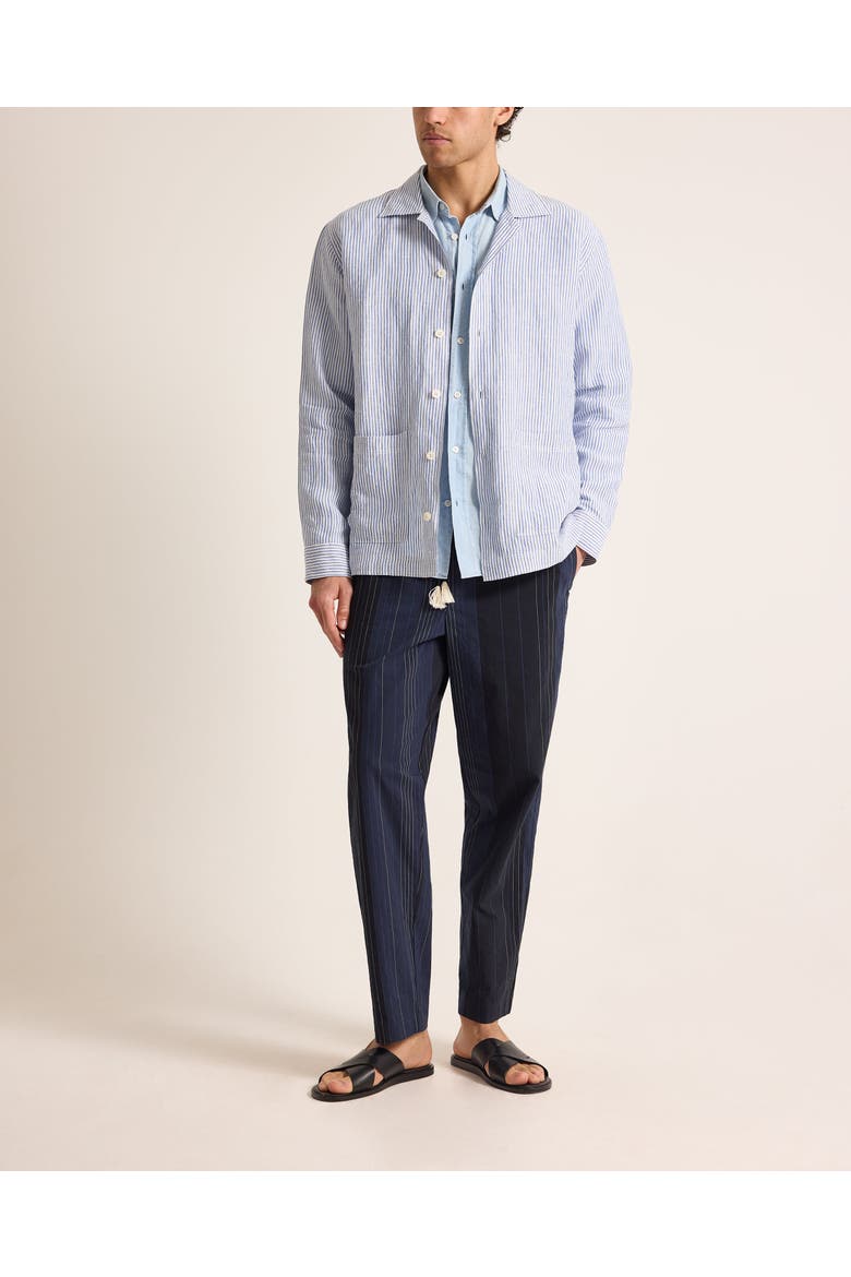 Soren Relaxed Fit Hemp Stripe Overshirt, Main, color, Bergamo Blue Stripe