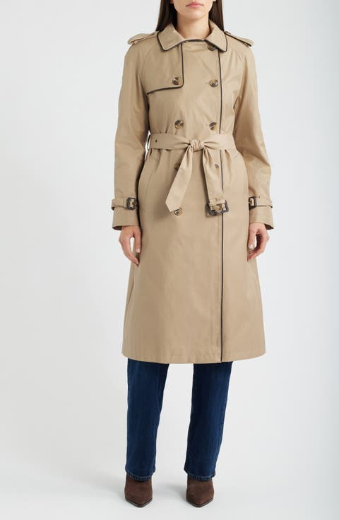 Double Breasted Belted Rain Coat