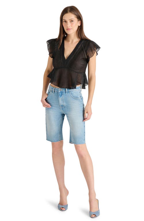 Steve Madden Leyla Ruffle Crop Top In Black