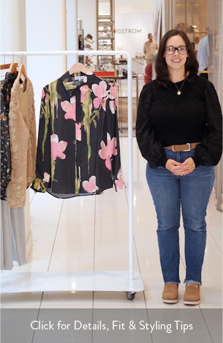 Melting Flowers Print Button Front Shirt, sales video thumbnail