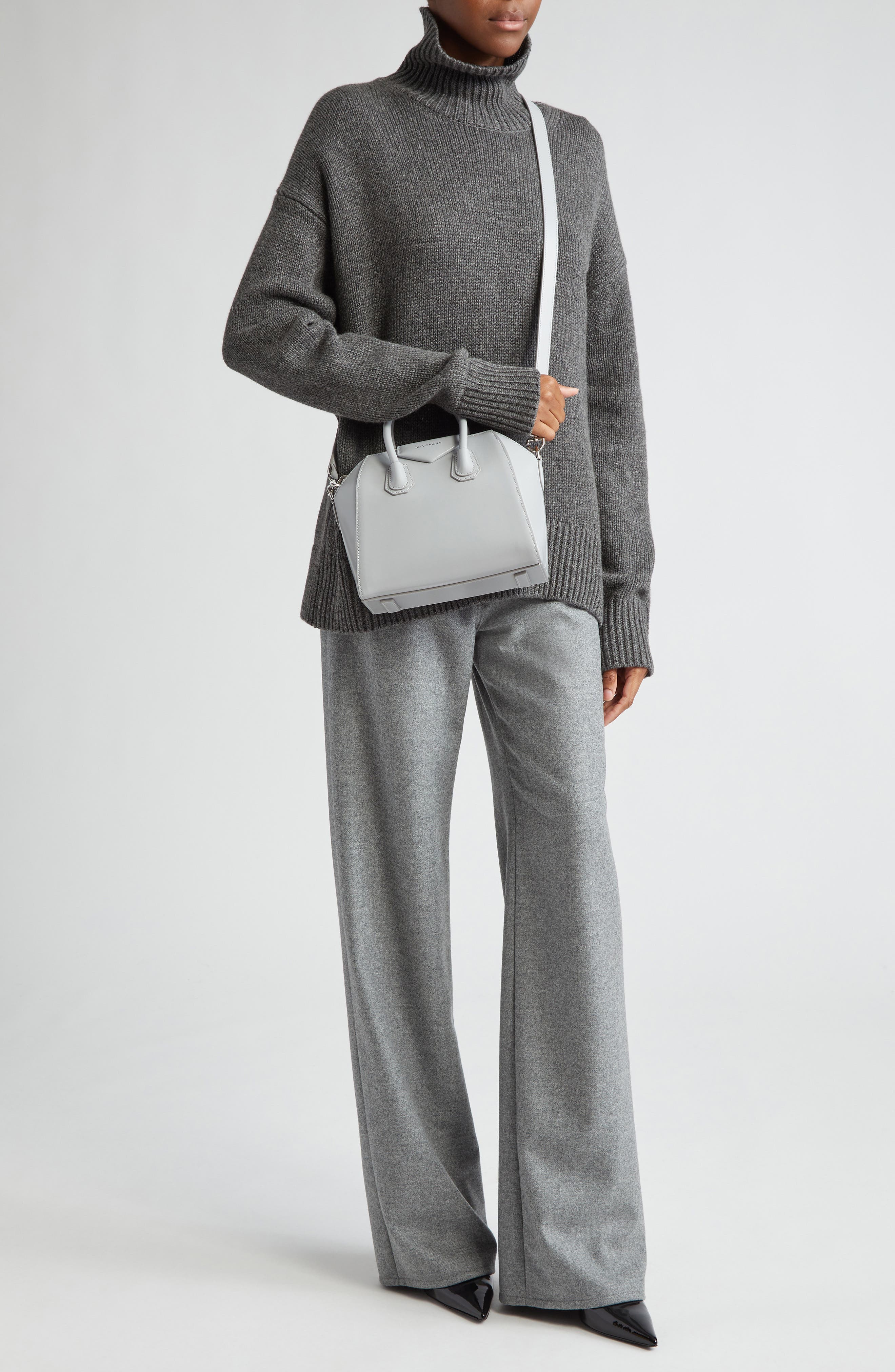 Givenchy Mini Antigona Leather Satchel, Alternate, color, 