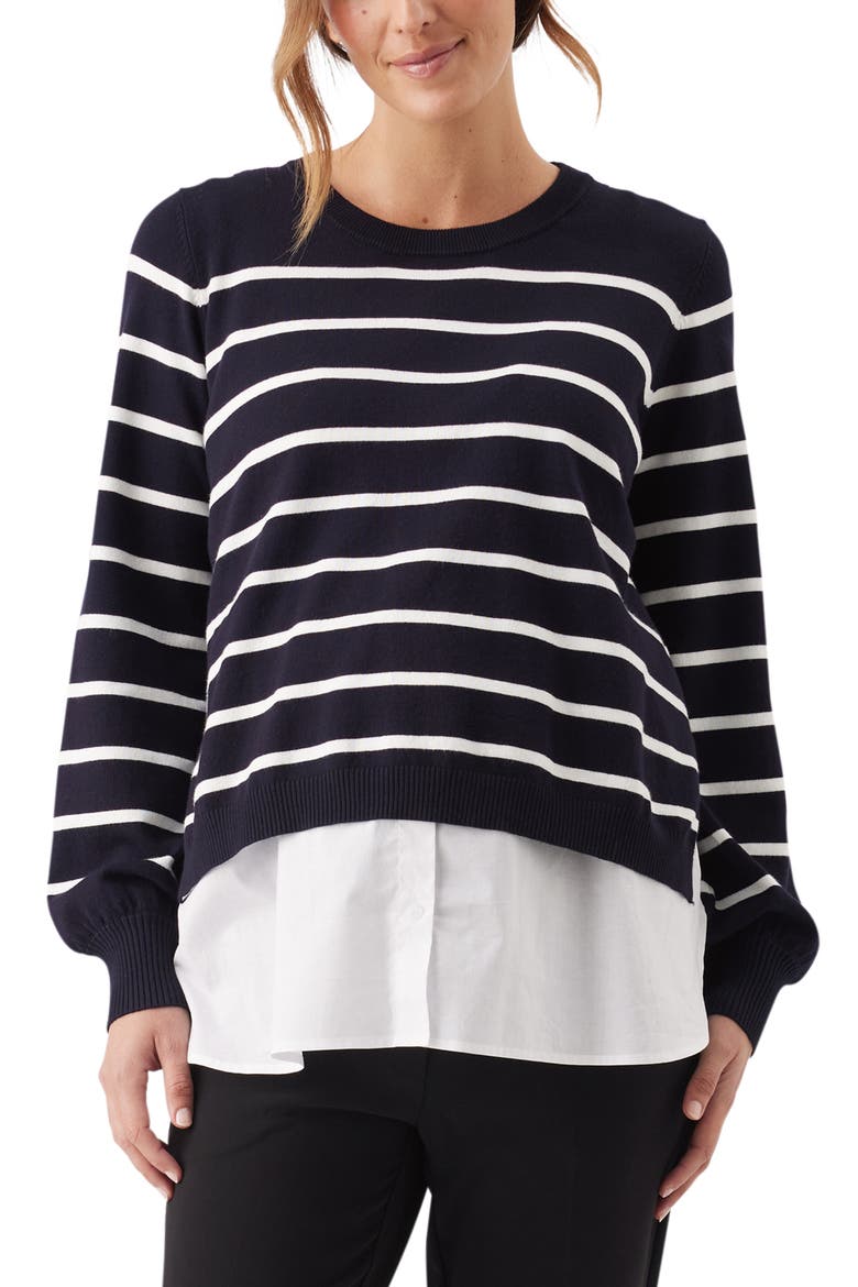 Anna Detachable Stripe Nursing Knit Sweater, Main, color, Midnight / White