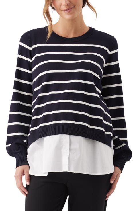Anna Detachable Stripe Nursing Knit Sweater