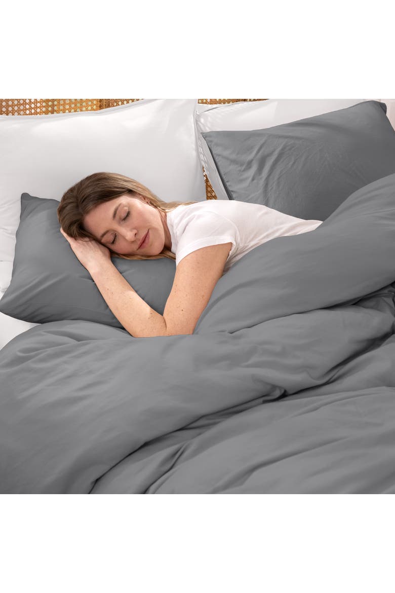 Organic Cotton Jersey Duvet Cover & Pillowcase Set, Alternate, color, Grey