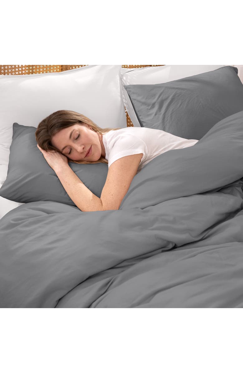 Bare Home Organic Cotton Jersey Duvet Cover & Pillowcase Set, Alternate, color, Grey