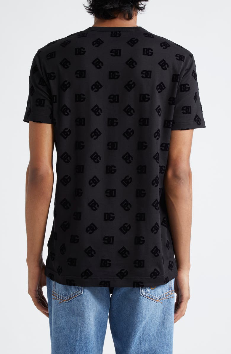 Dolce&Gabbana Re-Edition Flocked Logo Cotton T-Shirt, Alternate, color, N0000 Nero